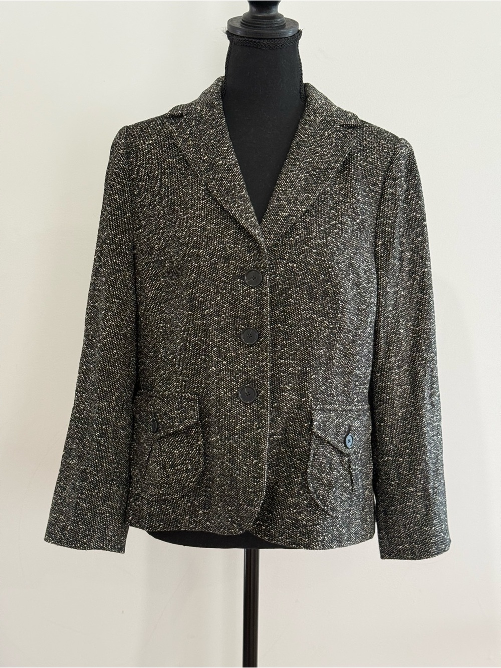 Ann Taylor 14P 40% Wool Classic Women's Tweed Blazer Jacket 521